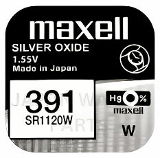 Maxell 391 SR1120W Silver Oxide Replacement Watch Battery