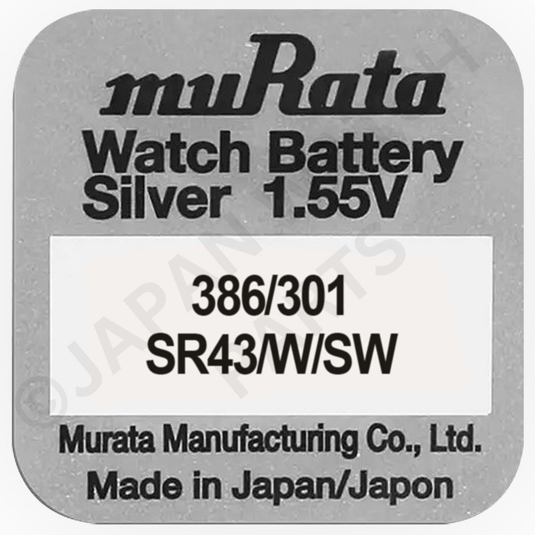 Murata 301 386 SR43W/SW Silver Oxide Replacement Watch Battery