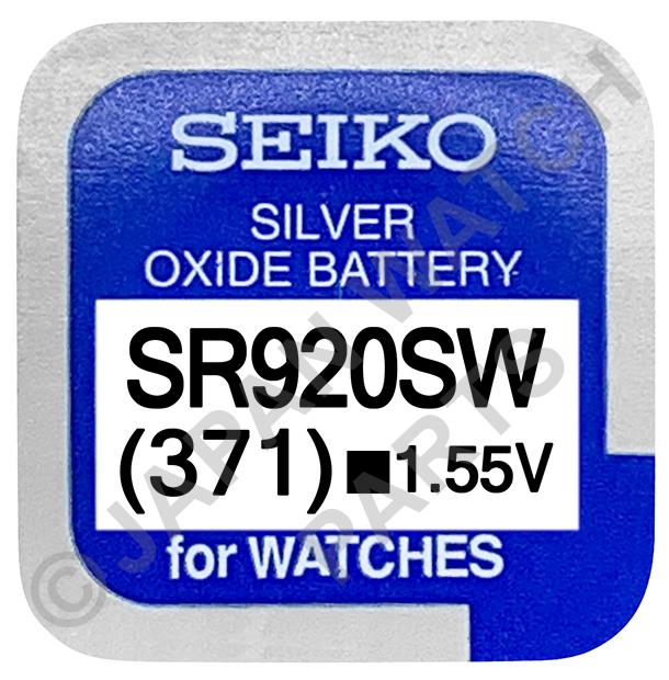 Seiko 371 SR920SW 1.55v Silver Oxide, Mercury Free Watch Battery - Made In Japan