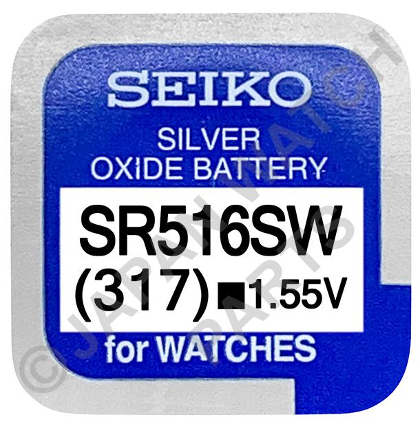 Seiko 317 SR516SW 1.55v Silver Oxide, Mercury Free Watch Battery - Made In Japan