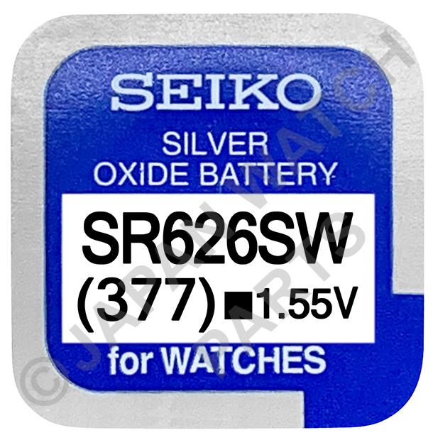 Seiko 377 SR626SW 1.55v Silver Oxide, Mercury Free Watch Battery - Made In Japan