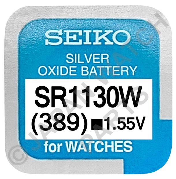 Seiko 389 SR1130W 1.55v Silver Oxide, Mercury Free Watch Battery - Made In Japan