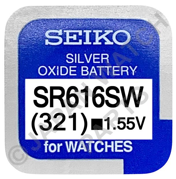 Seiko 321 SR616SW 1.55v Silver Oxide, Mercury Free Watch Battery - Made In Japan