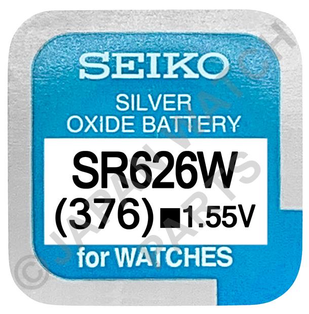 Seiko 376 SR626W 1.55v Silver Oxide, Mercury Free Watch Battery - Made In Japan