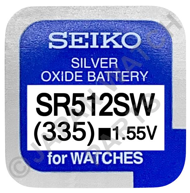 Seiko 335 SR512SW 1.55v Silver Oxide, Mercury Free Watch Battery - Made In Japan