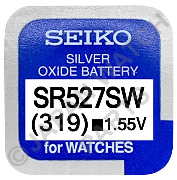 Seiko 319 SR527SW 1.55v Silver Oxide, Mercury Free Watch Battery - Made In Japan