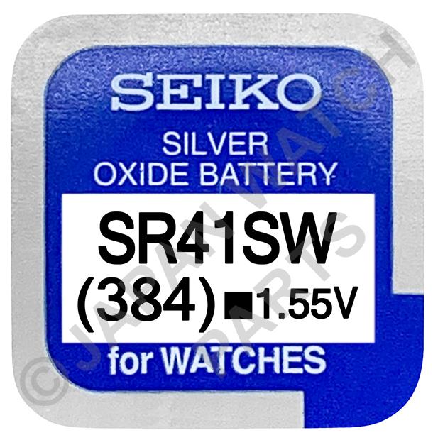 Seiko 384 SR41SW 1.55v Silver Oxide, Mercury Free Watch Battery - Made In Japan