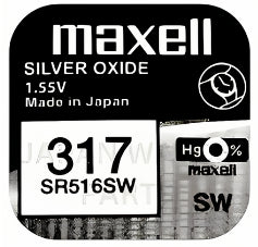 Maxell 317 SR516SW Silver Oxide Replacement Watch Battery