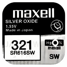 Maxell 321 SR616SW Silver Oxide Replacement Watch Battery