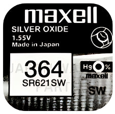 Maxell 364 SR621SW Silver Oxide Replacement Watch Battery