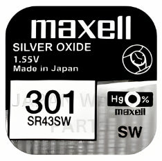 Maxell 301 SR43SW Silver Oxide Replacement Watch Battery