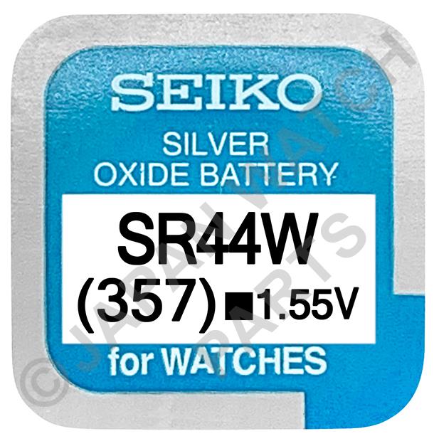 Seiko 357 SR44W 1.55v Silver Oxide, Mercury Free Watch Battery - Made In Japan