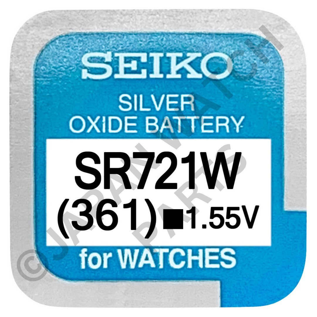 Seiko 361 SR721W 1.55v Silver Oxide, Mercury Free Watch Battery - Made In Japan